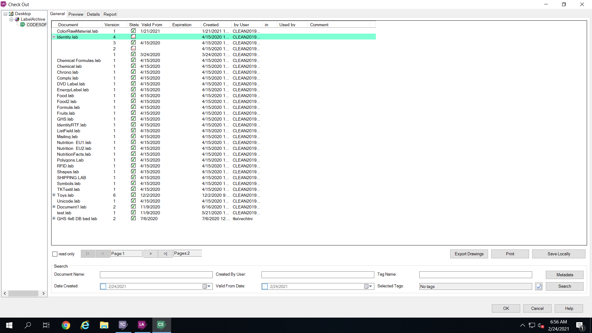 screenshot of LABEL ARCHIVE